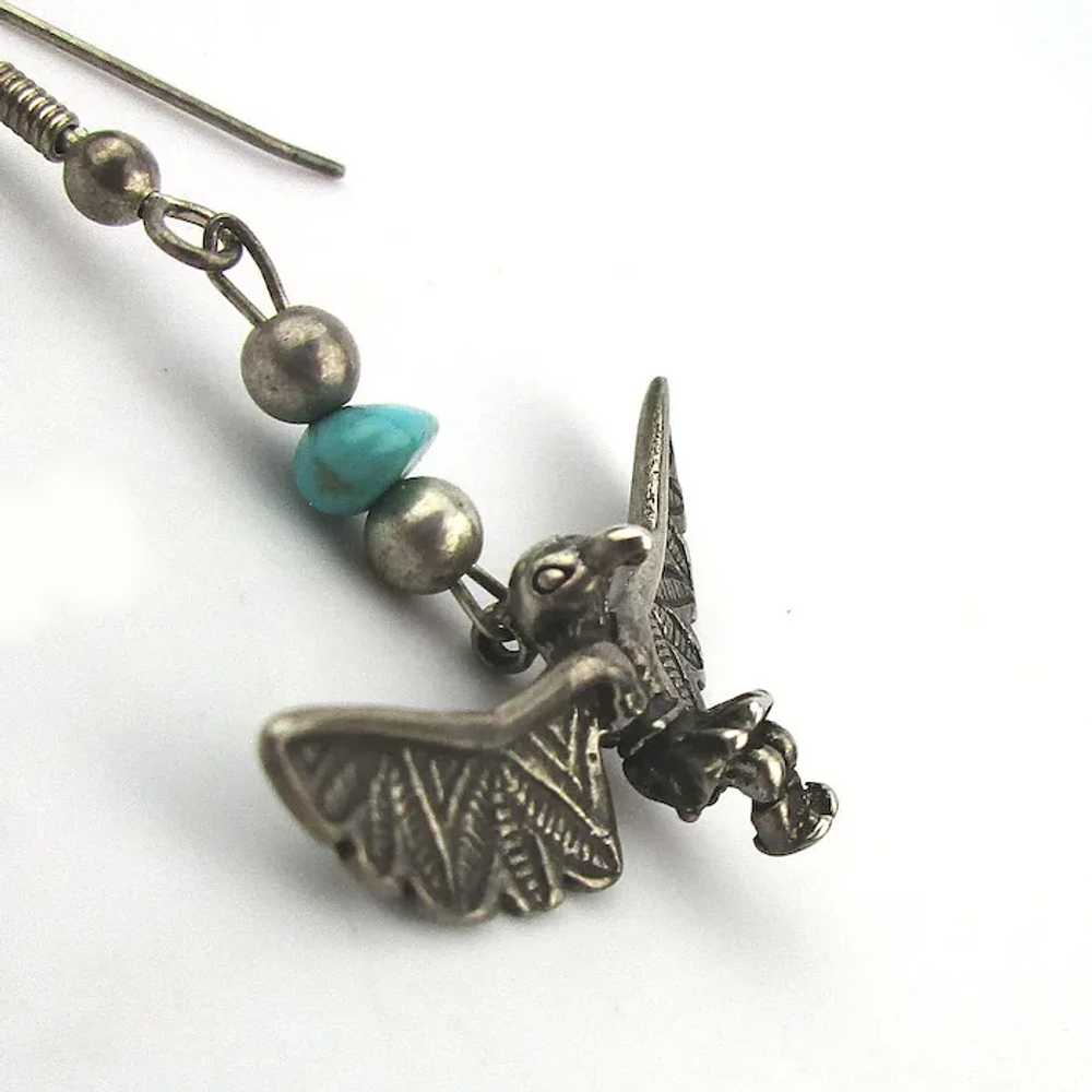 Vintage Navajo Sterling Silver Dancing Eagle Earr… - image 2