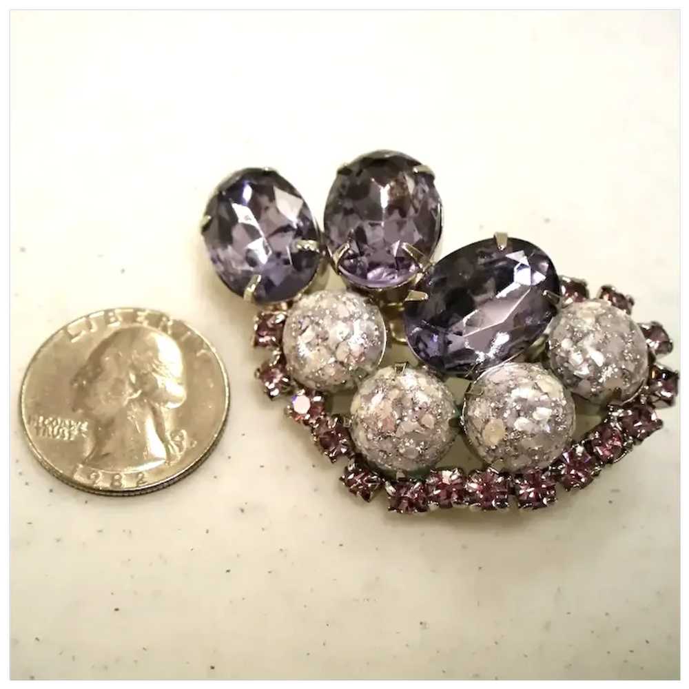 Vintage Confetti Lucite Large Purple Rhinestone B… - image 4