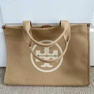 Tory Burch Ella Canvas Tote Bag HICKORY