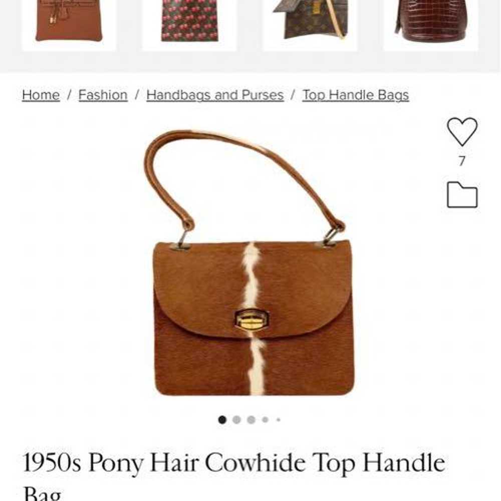 50s? Pony Hair Cowhide Top Handle Bag Vintage - image 10