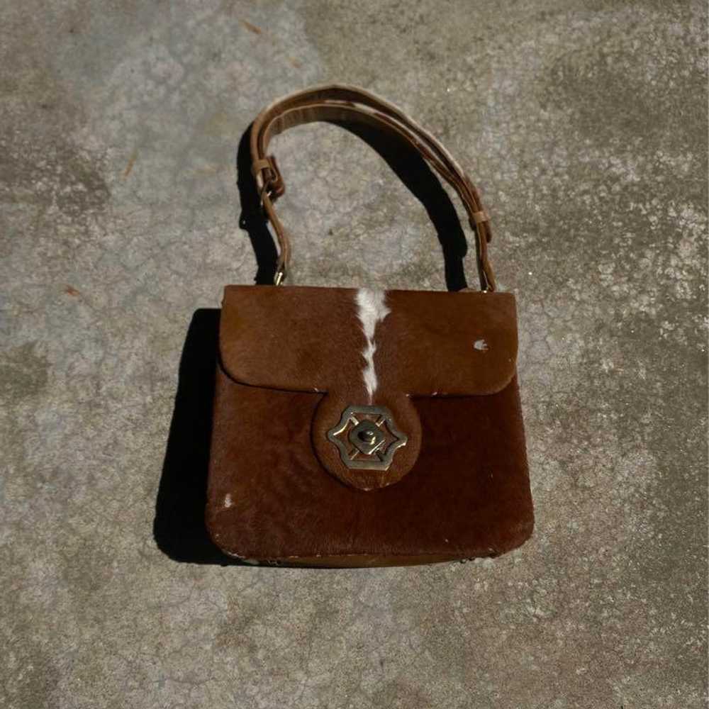 50s? Vintage Pony Hair Cowhide Top Handle Bag - image 1