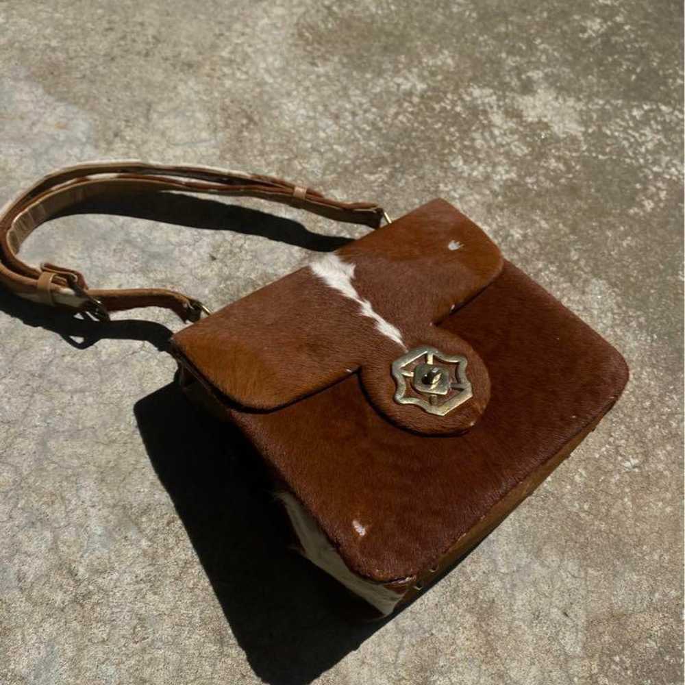 50s? Pony Hair Cowhide Top Handle Bag Vintage - image 2