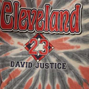 David Justice Cleveland Indians vintage tye dye t… - image 1