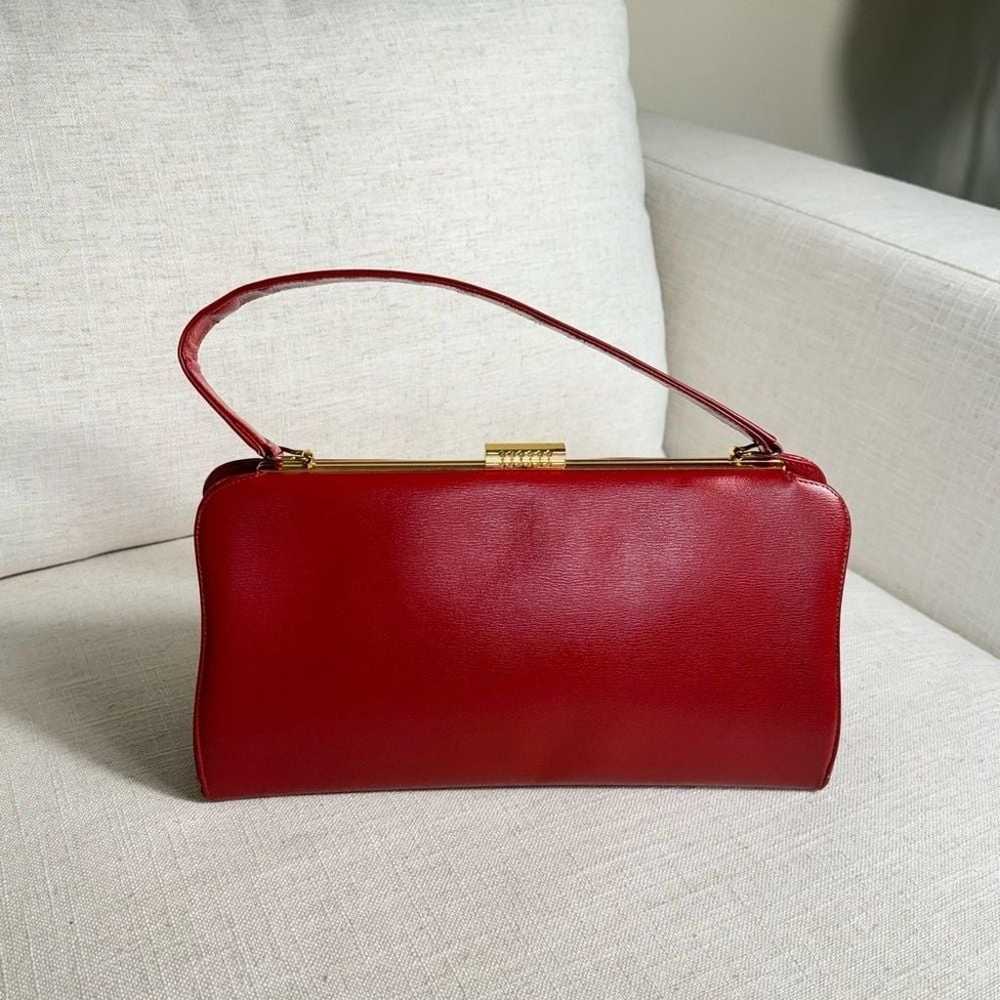 Vintage Normandie Made in Canada Deep Red Handbag… - image 1