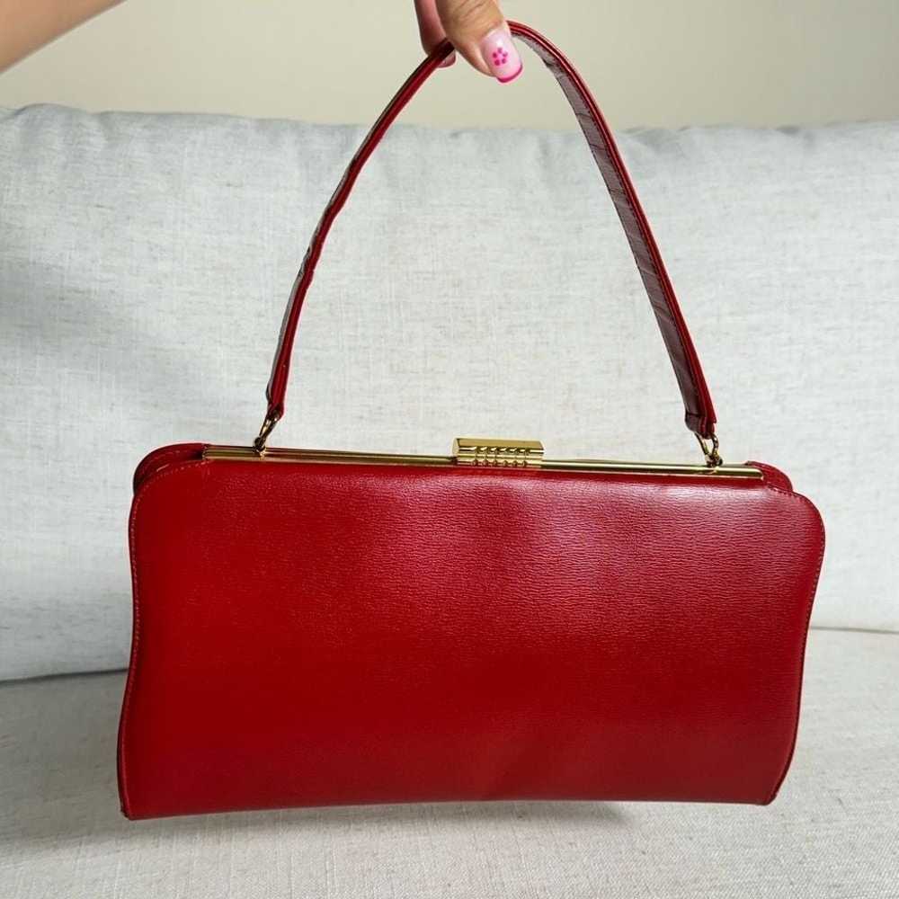 Vintage Normandie Made in Canada Deep Red Handbag… - image 6