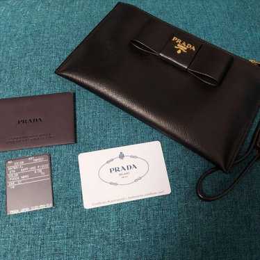 PRADA Saffiano Leather Ribbon Clutch Bag Pouch