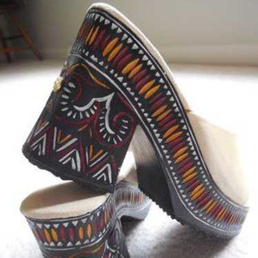 Red Wall Wooden Platform Sandals Size 39 - image 1