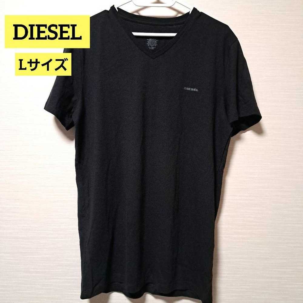 DIESEL V-neck T-shirt Black L size Simple logo - image 1