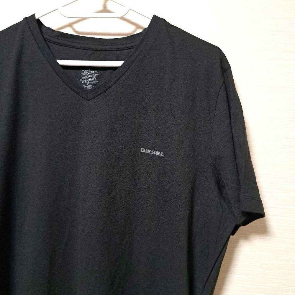 DIESEL V-neck T-shirt Black L size Simple logo - image 3