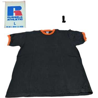 Russell Athletic Vintage Ringer Plain T-Shirt L Bl