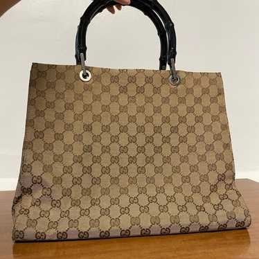 Gucci top handle bamboo tote bag