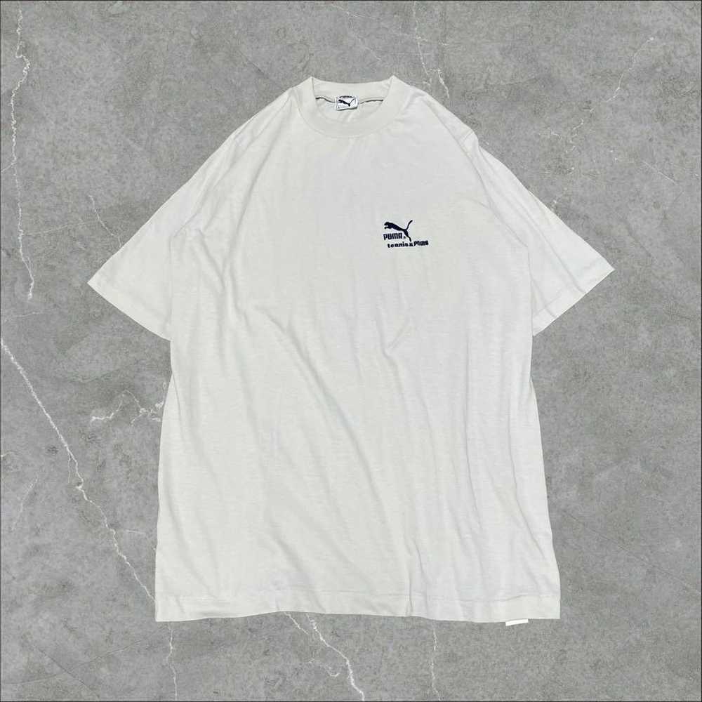 90s PUMA Single Stitch Embroidered Logo Point T-s… - image 1