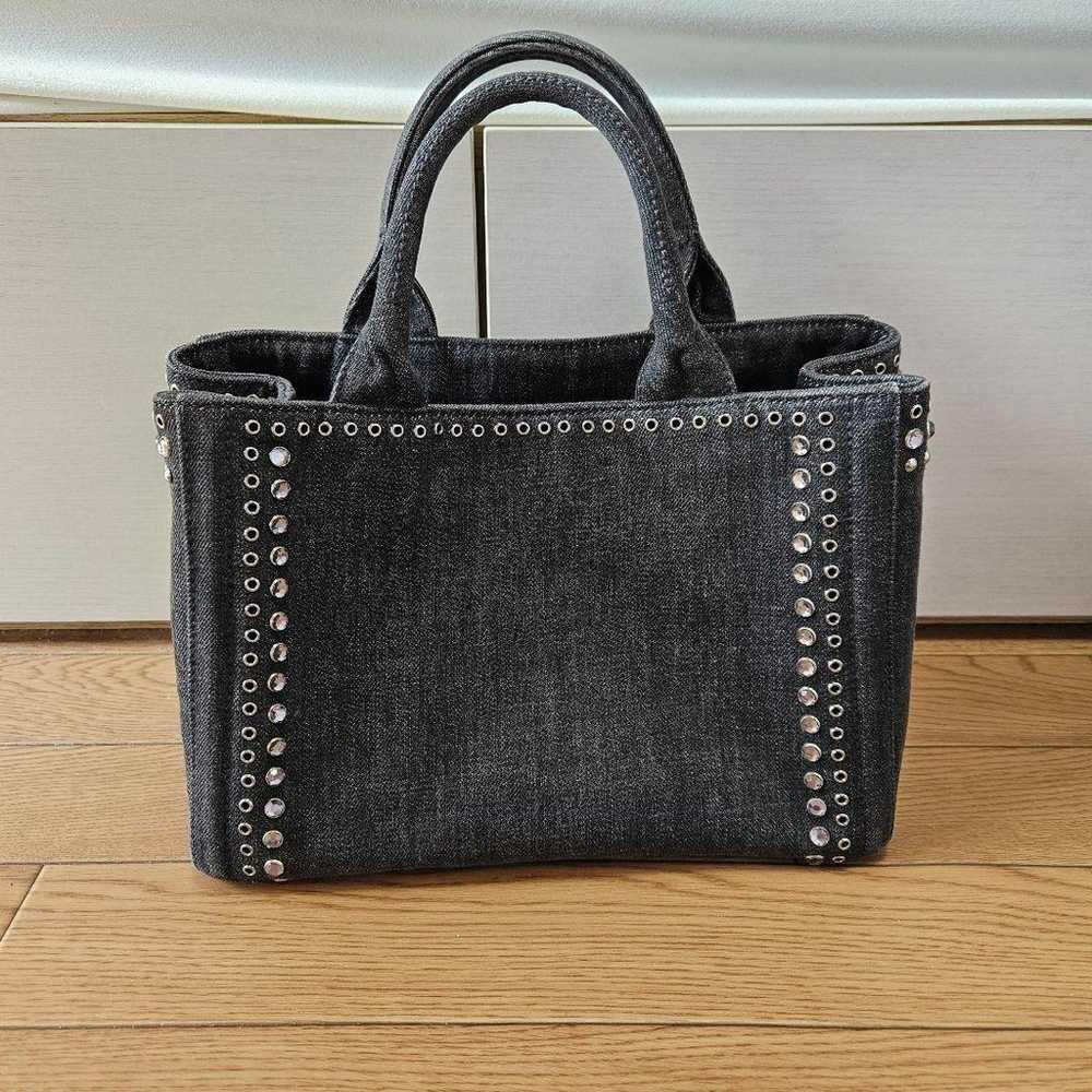 Guaranteed Prada Canapa Bijou Tote Bag Black Deni… - image 3