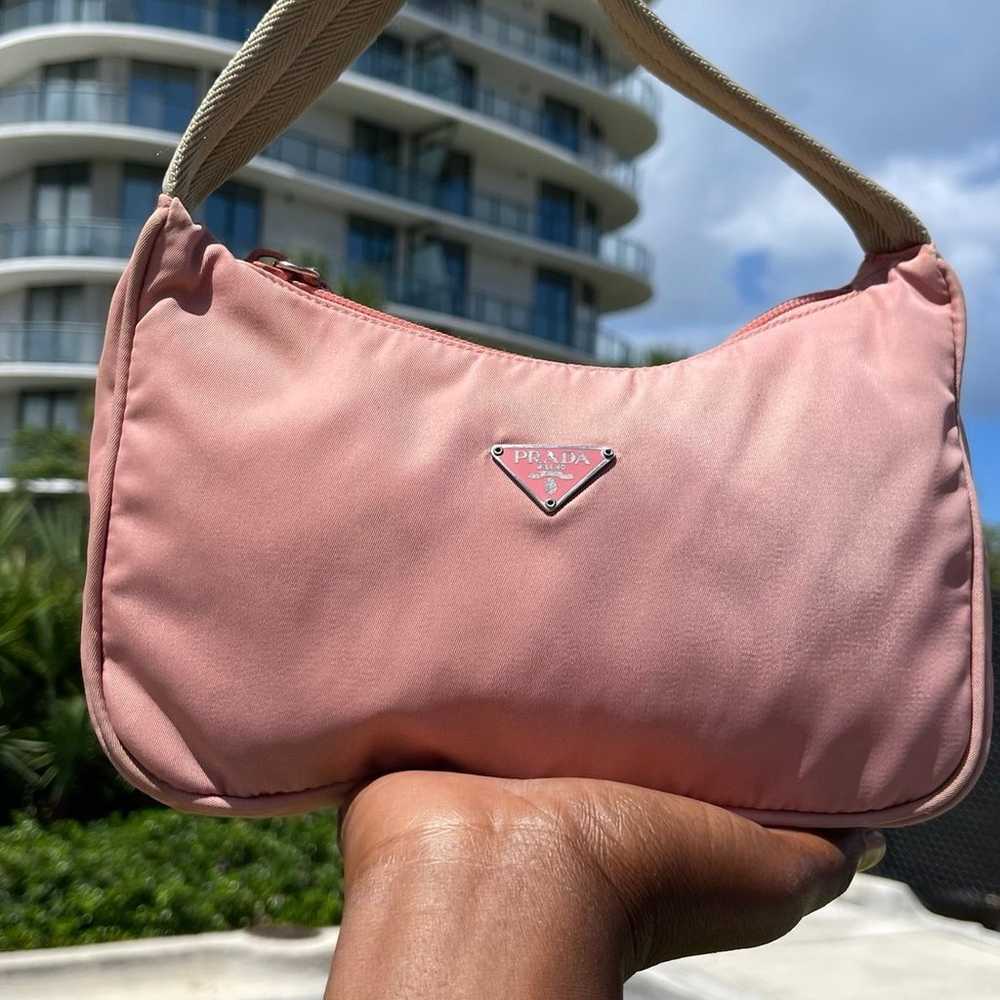 Y2k Prada Tessuto blush pink hobo shoulder bag - image 1