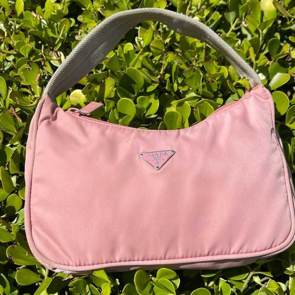 Y2k Prada Tessuto blush pink hobo shoulder bag - image 6