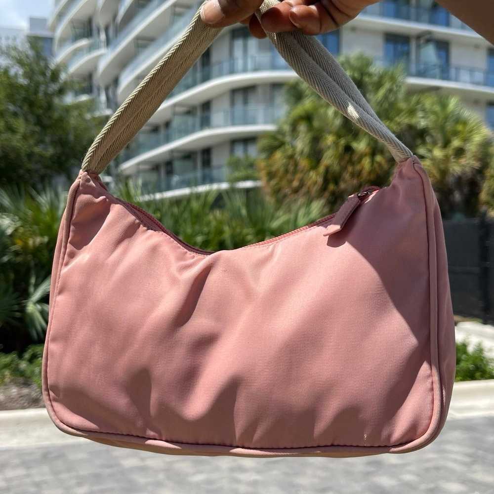 Y2k Prada Tessuto blush pink hobo shoulder bag - image 8