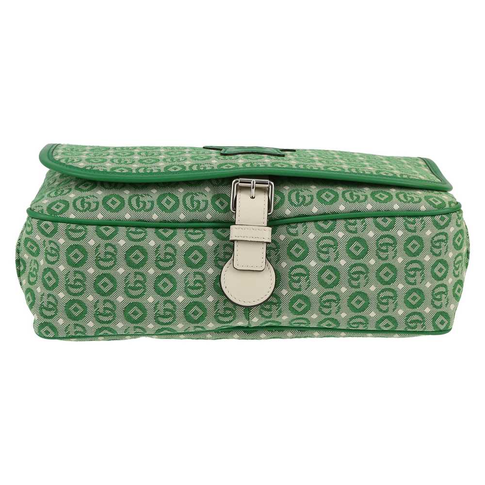 Gucci Messenger shoulder bag canvas and green lea… - image 2