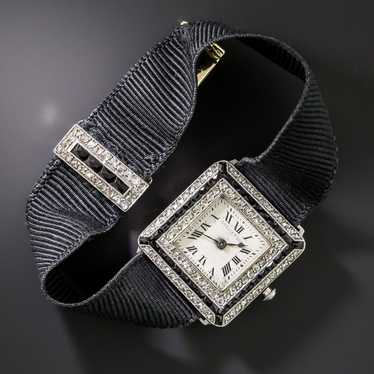 Art Deco Onyx and Diamond Watch by Dreicer & Co. - image 1