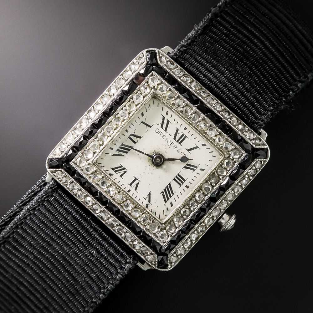 Art Deco Onyx and Diamond Watch by Dreicer & Co. - image 2