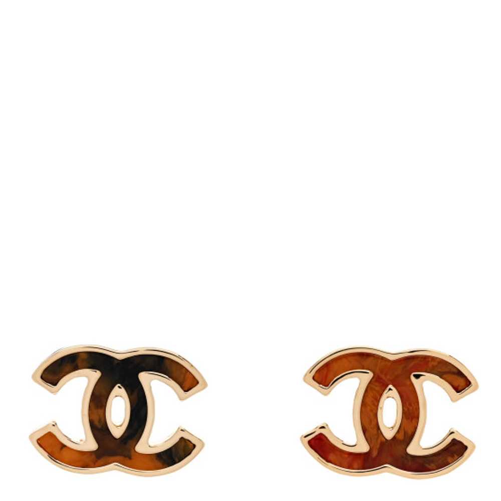 CHANEL Metal Enamel CC Earrings Orange Multicolor - image 1