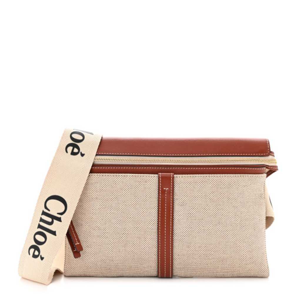 CHLOE Cotton Calfskin Woody Belt Bag Beige Brown - image 1