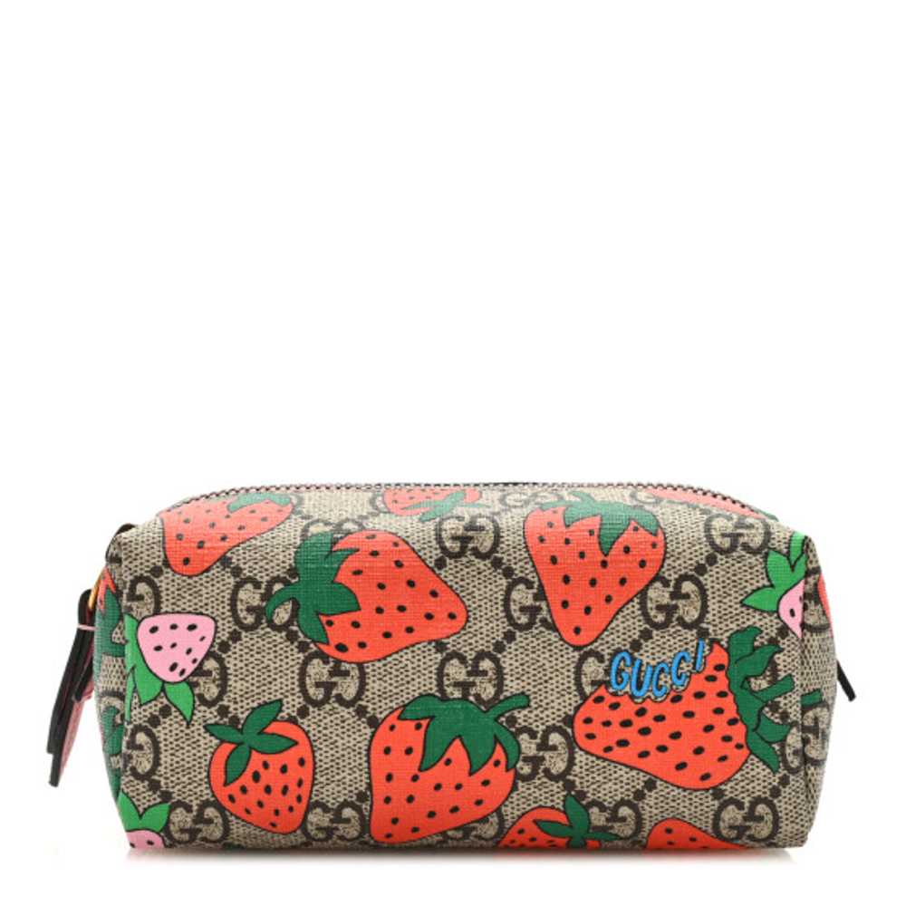 GUCCI GG Supreme Monogram Strawberry Cosmetic Case - image 1