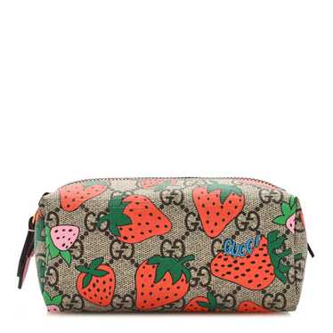 GUCCI GG Supreme Monogram Strawberry Cosmetic Case