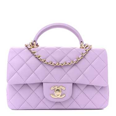 CHANEL Lambskin Quilted Mini Top Handle Rectangula