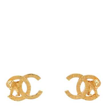 CHANEL Metal Textured Lion CC Earrings Gold - image 1