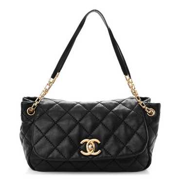 CHANEL Calfskin Quilted Retro Chain Flap Black