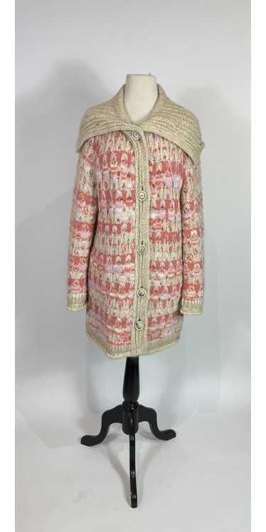 1990s MISSONI Pink and Cream Wool Blend Cardigan S