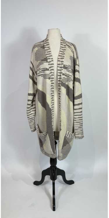 1990s MISSONI Tan Abstract Stripe Cashmere Long Ca