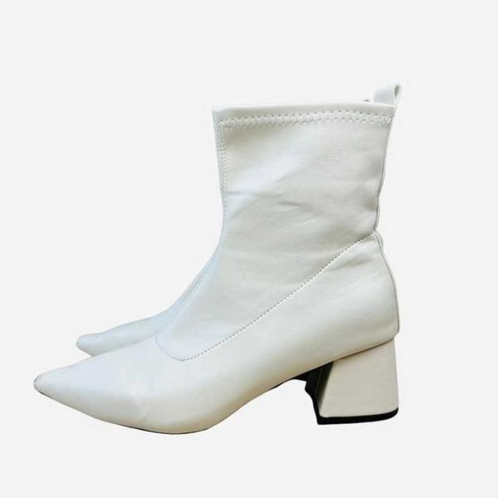 Faux Leather Chunky Heel Sock Boots - image 4