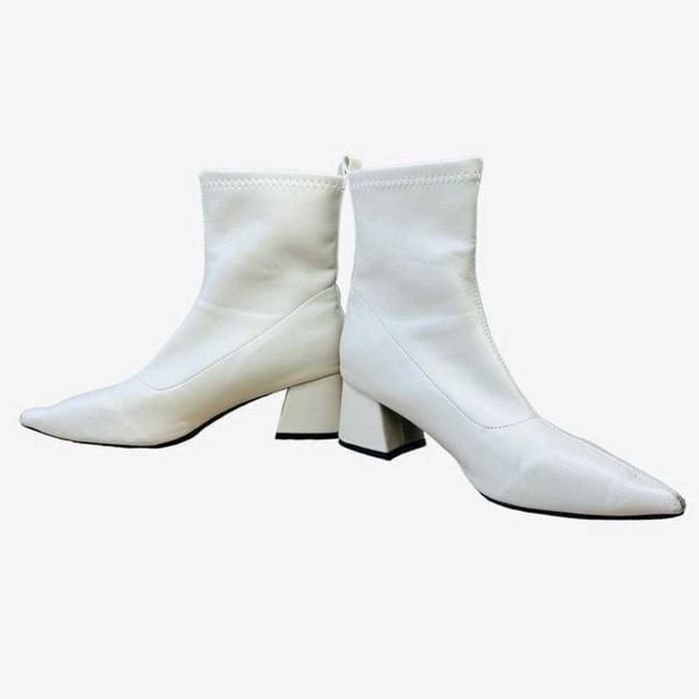 Faux Leather Chunky Heel Sock Boots - image 7