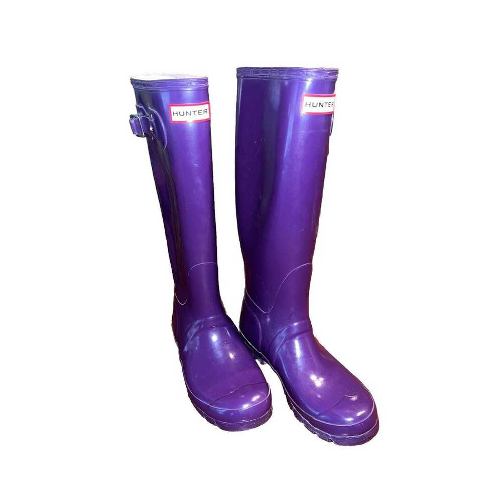 Hunter Womens Rubber Knee High Rain Boots Purple … - image 1