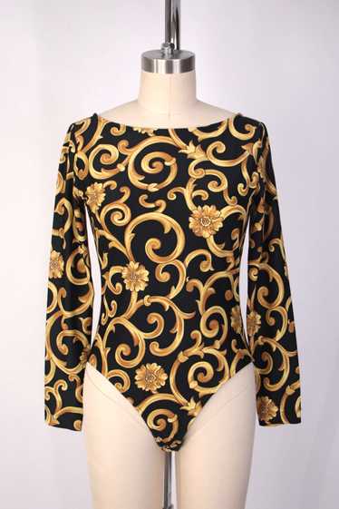 1990s Baroque Printed Bodysuit