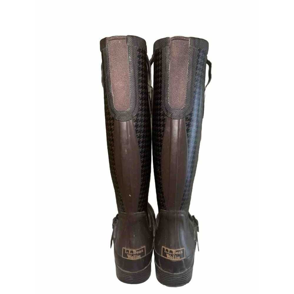 LL Bean Wellie Brown Tall Rubber Houndstooth Rain… - image 2