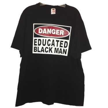 VINTAGE 90s DANGER EDUCATED BLACK MAN TEE - image 1