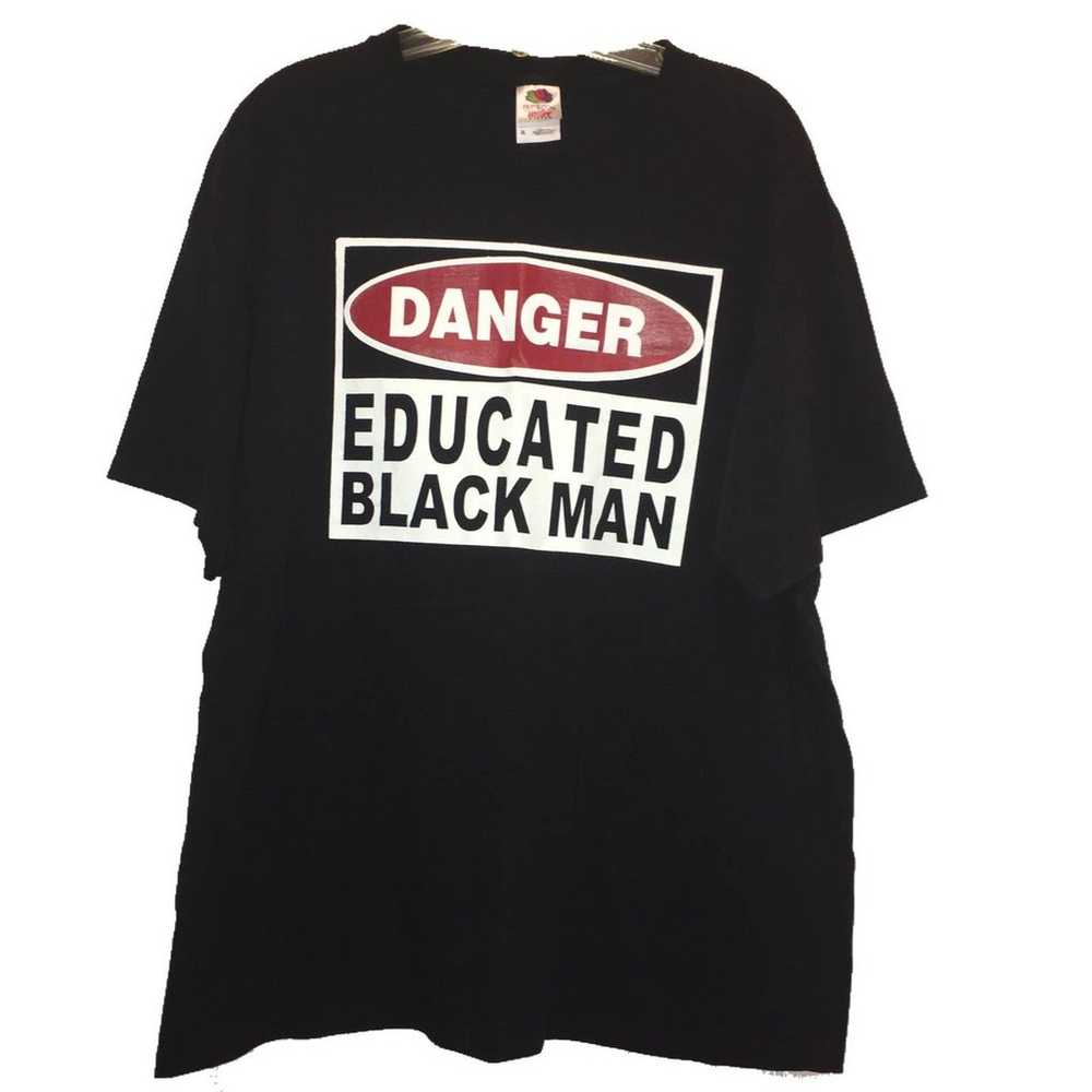 VINTAGE 90s DANGER EDUCATED BLACK MAN TEE - image 3