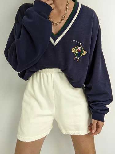 Vintage Golf Embroidered V-Neck Sweatshirt