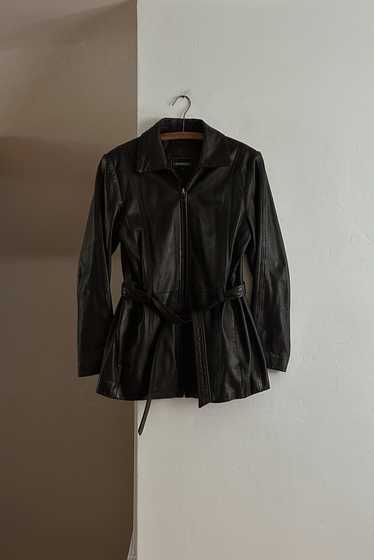 1990's BLACK LEATHER WRAP JACKET