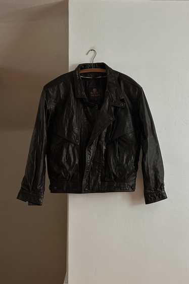 1980's BLACK LEATHER BOMBER JACKET