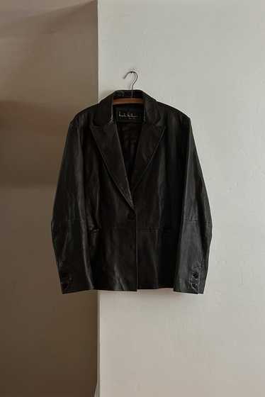 1990's BLACK LEATHER BLAZER JACKET