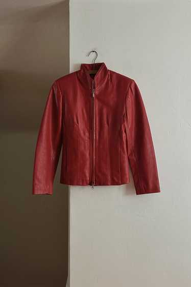 1990's CHERRY LEATHER MOTO JACKET