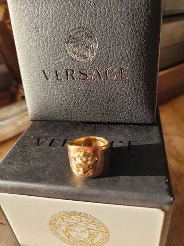 8mm Men Versace Design Ceramic Greek Key Gold Plated Inlay