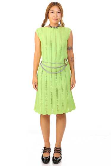 Vintage 70's Green Knit Tank Dress - S/M