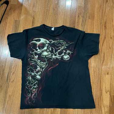 Y2K skull shirt affliction/grunge style size xl