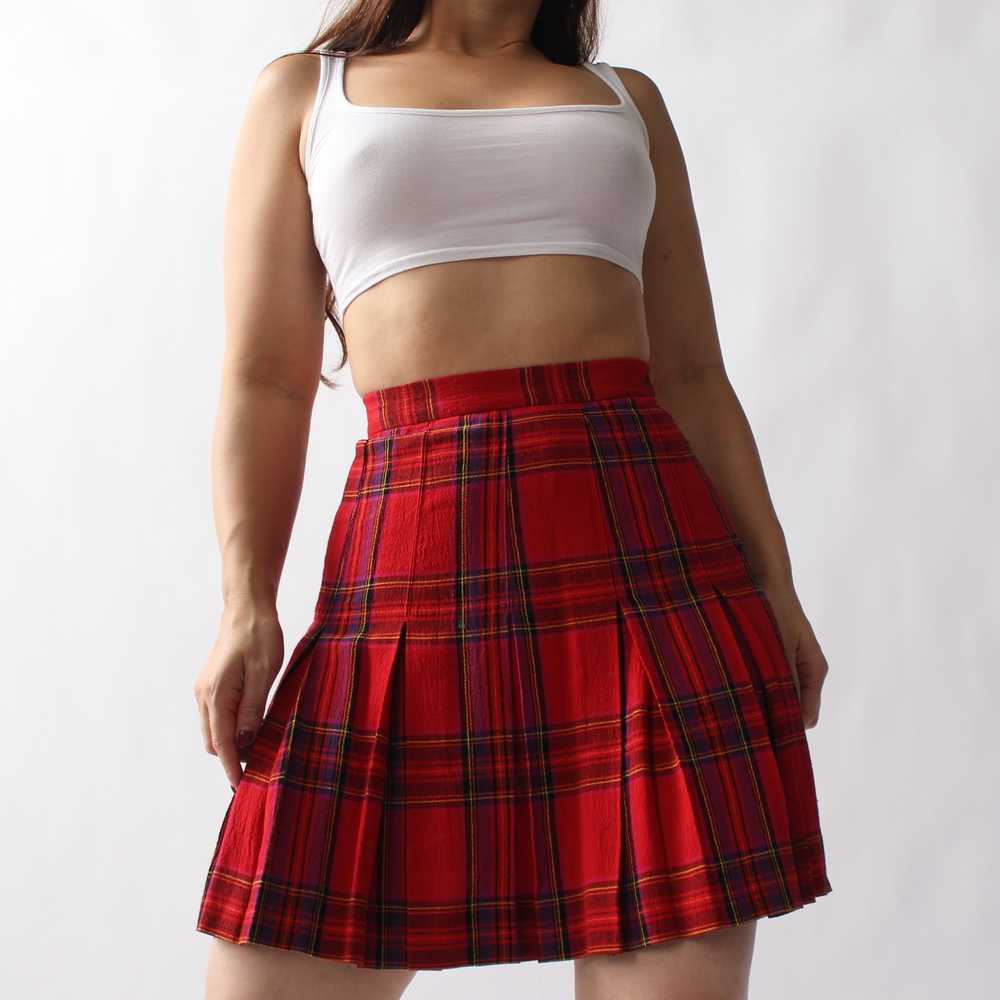 Vintage Crimson Plaid Miniskirt - W24 - image 1