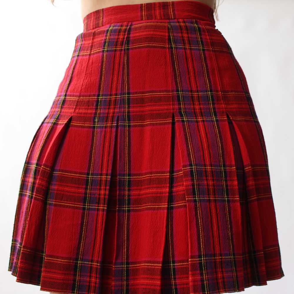 Vintage Crimson Plaid Miniskirt - W24 - image 3