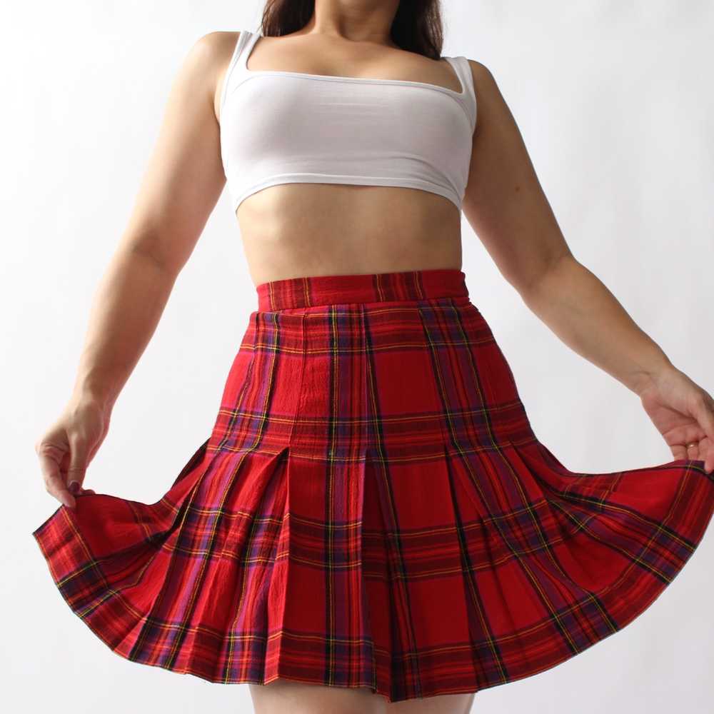 Vintage Crimson Plaid Miniskirt - W24 - image 6